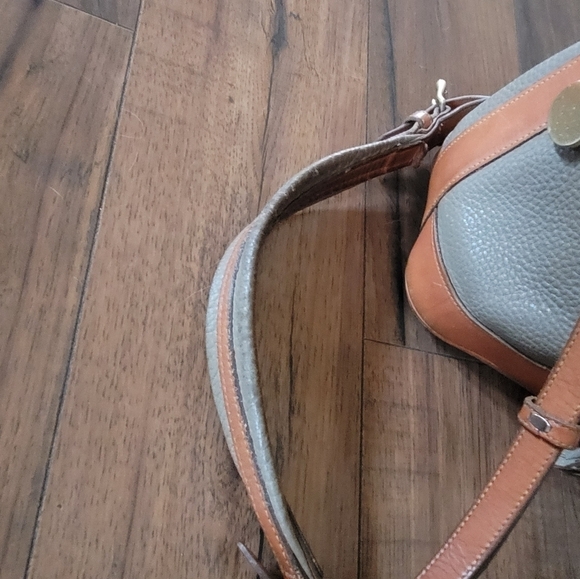 Dooney & Bourke 80's Taupe and Brown AWL Pebble Grain Drawstring Shoulder Bag - Picture 6 of 12